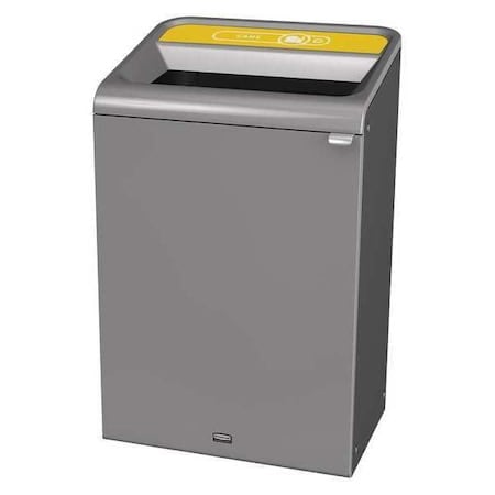 33 gal Rectangular Recycling Bin, Open Top, Gray, Steel, 1 Openings MPN:1961505