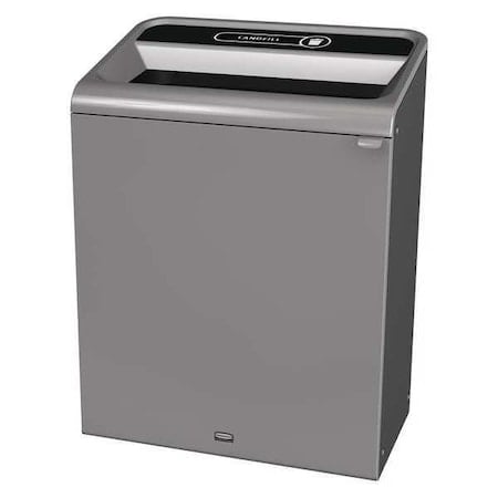 45 gal Rectangular Recycling Bin, Open Top, Gray, Steel, 1 Openings MPN:1961507