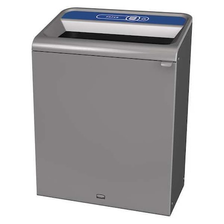 45 gal Rectangular Recycling Bin, Open Top, Gray, Steel, 1 Openings MPN:1961509
