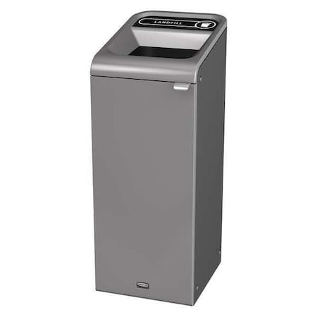 15 gal Rectangular Recycling Bin, Open Top, Gray, Steel, 1 Openings MPN:1961614