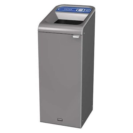 15 gal Rectangular Recycling Bin, Open Top, Gray, Steel, 1 Openings MPN:1961616