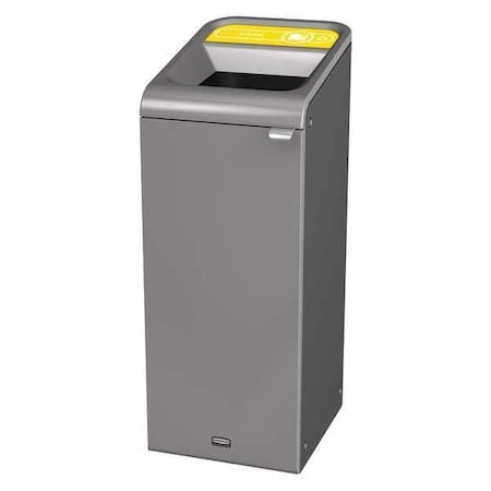 15 gal Rectangular Recycling Bin, Open Top, Gray, Steel, 1 Openings MPN:1961619