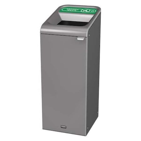 15 gal Rectangular Recycling Bin, Open Top, Gray, Steel, 1 Openings MPN:1961620