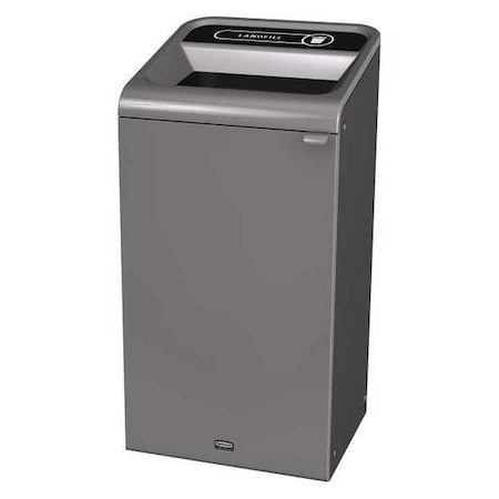 23 gal Rectangular Recycling Bin, Open Top, Gray, Steel, 1 Openings MPN:1961621