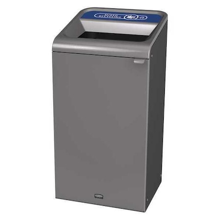 23 gal Rectangular Recycling Bin, Open Top, Gray, Steel, 1 Openings MPN:1961622