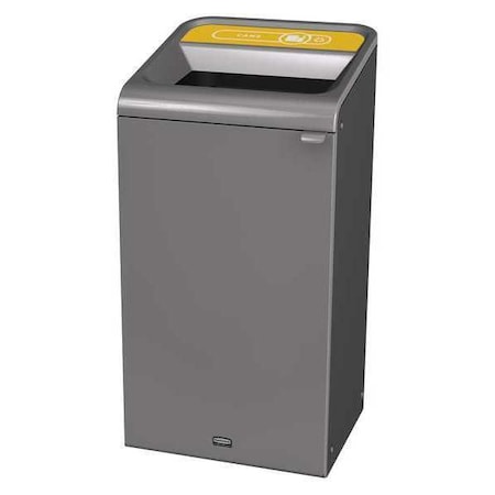 23 gal Rectangular Recycling Bin, Open Top, Gray, Steel, 1 Openings MPN:1961626