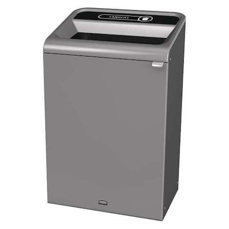 33 gal Rectangular Recycling Bin, Open Top, Gray, Steel, 1 Openings MPN:1961628