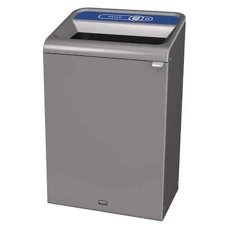 33 gal Rectangular Recycling Bin, Open Top, Gray, Stainless Steel, 1 Openings MPN:1961630