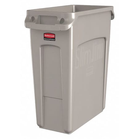 Slim Jim 16 gal Rectangular Slim-Profile Plastic Can, Beige, None, Plastic, 11 in MPN:1971259
