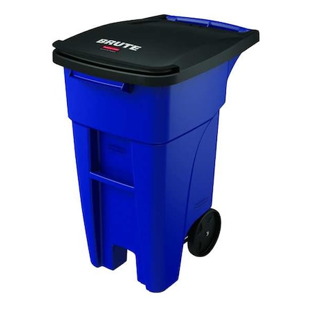 BRUTE 32 gal Rectangular Rolling Plastic Can, Blue, None, Plastic, 20 5/8 in MPN:1971943