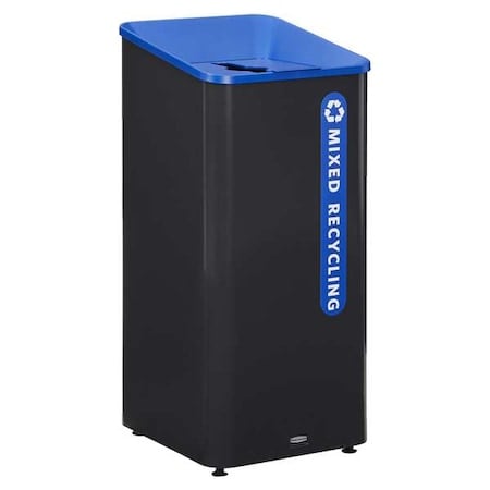 23 gal Square Recycling Can, Flat with Top Opening, Black, 1 Openings MPN:2078980