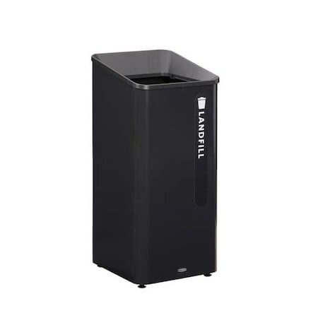 23 gal Square Recycling Can, Flat with Top Opening, Black, 1 Openings MPN:2078988