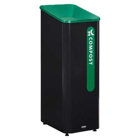 15 gal Square Recycling Can, Flat with Top Opening, Black, 1 Openings MPN:2078991