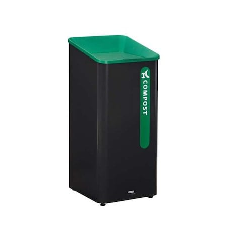 23 gal Square Recycling Can, Flat with Top Opening, Black, 1 Openings MPN:2078992