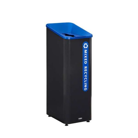 15 gal Square Recycling Can, Flat with Top Opening, Black, 1 Openings MPN:2078994