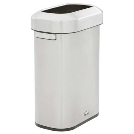 Refine 15 gal Rectangular Indoor Metal Can, Silver, None, Stainless Steel, 11 1/4 in MPN:2147581