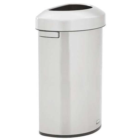 Refine 21 gal Half-Round Indoor Metal Can, Silver, None, Stainless Steel, Not Applicable MPN:2147582
