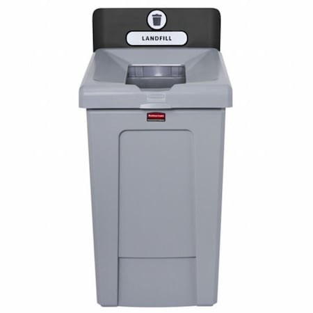 33 gal Rectangular Recycling Station, Flat with Top Opening, Black, 1 Openings MPN:2171554
