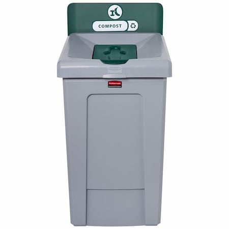33 gal Rectangular Recycling Station, Flat with Top Opening, Green, 1 Openings MPN:2171555