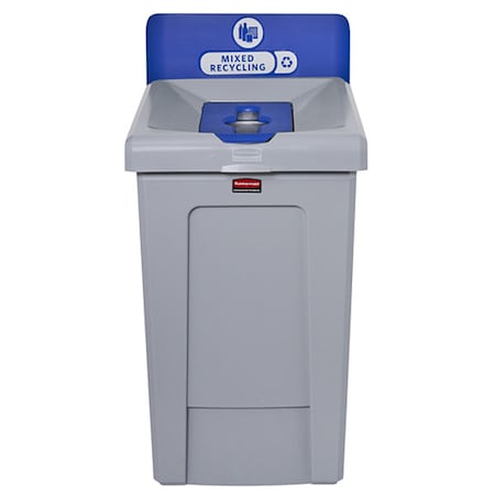 33 gal Rectangular Recycling Station, Flat with Top Opening, Blue, 1 Openings MPN:2171557