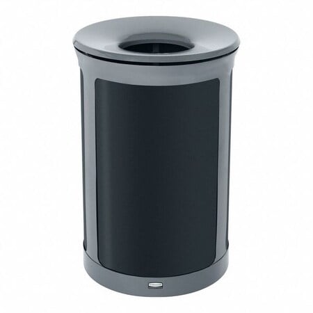 23 gal Round Recycling Bin, Flat with Top Opening, Gray, 2 Openings MPN:2172841
