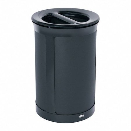 23 gal Round Recycling Bin, Flat with Top Opening, Black, 2 Openings MPN:2172844