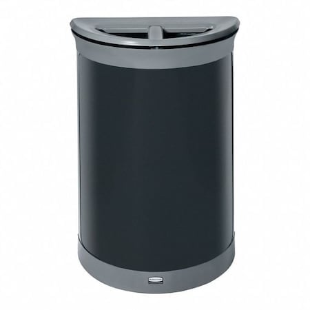 23 gal Half-Round Recycling Bin, Flat with Top Opening, Gray, 2 Openings MPN:2172846