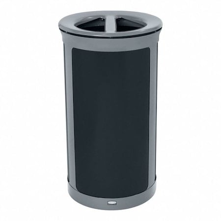33 gal Round Recycling Bin, Flat with Top Opening, Gray, 2 Openings MPN:2172847