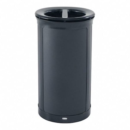 33 gal Round Recycling Bin, Flat with Top Opening, Black, 2 Openings MPN:2172848