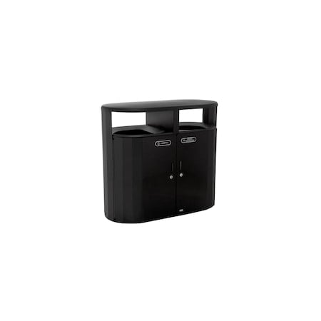 Resist® 46 gal Oval Outdoor Can, Black, None, Metal, 24 1/4 in MPN:2184980