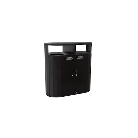 Resist® 66 gal Oval Outdoor Can, Black, None, Metal, 24 1/4 in MPN:2185042