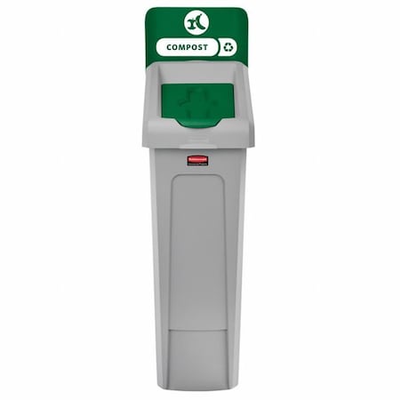 23 gal Rectangular Recycling Bin, Flat with Top Opening, Green, 1 Openings MPN:2185051