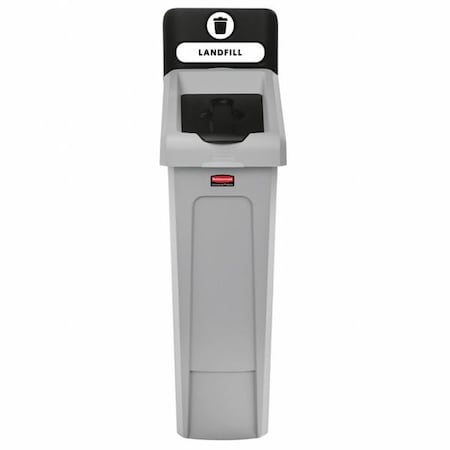 23 gal Rectangular Recycling Bin, Flat with Top Opening, Black, 1 Openings MPN:2185053