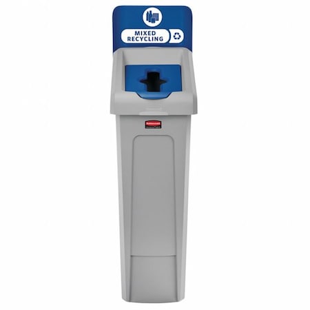 23 gal Rectangular Recycling Station, Flat with Top Opening, Blue, 1 Openings MPN:2185055