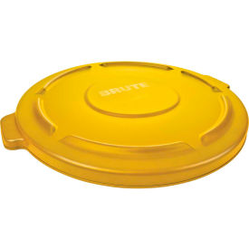 Rubbermaid® Commercial BRUTE Flat Lid For 32 Gallon Round Trash Container - Yellow FG263100YEL