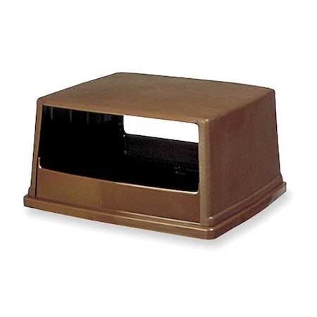 Glutton® 56 gal Trash Can Top, Canopy Brown, Resin, 2 Openings 23 in W/Dia MPN:FG256V00BRN