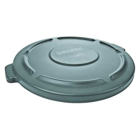 BRUTE® 10 gal Trash Can Lid, Flat Gray, Resin, 0 Openings 16 in W/Dia MPN:FG260900GRAY