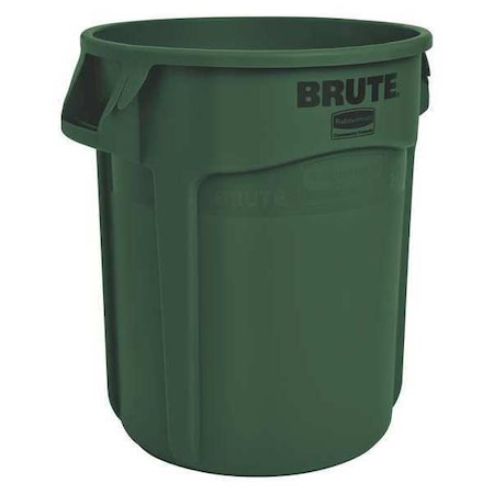 BRUTE 10 gal Round Heavy Duty Plastic Can, Dark Green, None, Plastic, Not Applicable MPN:FG261000DGRN