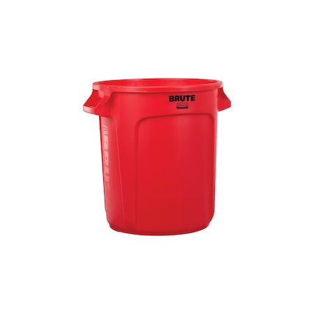 Brute® 10 gal Round Trash Can, Red, None, Plastic, Not Applicable MPN:FG261000RED