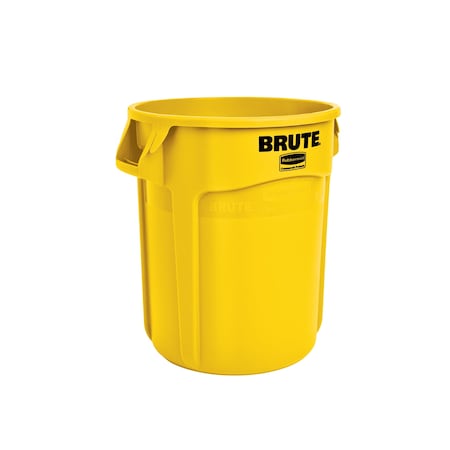 Brute® 10 gal Round Trash Can, Yellow, None, Plastic, Not Applicable MPN:FG261000YEL