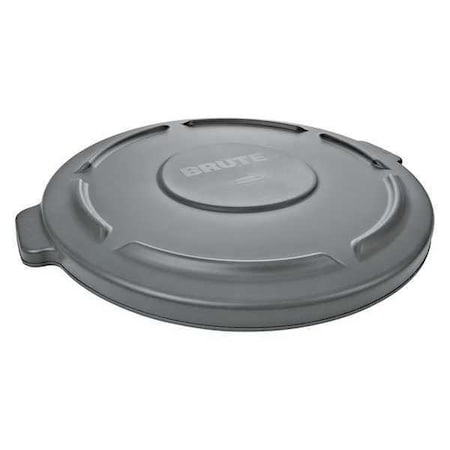 Brute Trash Can Lid, Round, 20 gal Capacity, Resin, Gray MPN:FG261960GRAY