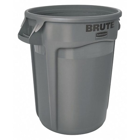 BRUTE 20 gal Round Heavy Duty Plastic Can, Gray, None, Plastic, Not Applicable MPN:FG262000GRAY