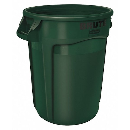 BRUTE 32 gal Round Heavy Duty Plastic Can, Green, None, Plastic, Not Applicable MPN:FG263200DGRN