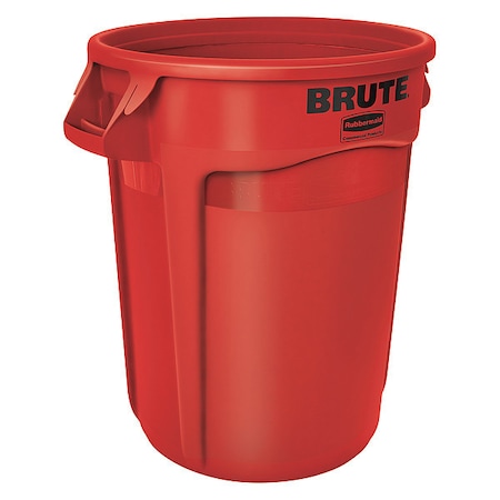 BRUTE 32 gal Round Heavy Duty Plastic Can, Red, None, Plastic, Not Applicable MPN:FG263200RED