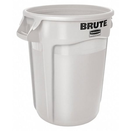 BRUTE 32 gal Round Heavy Duty Plastic Can, White, None, Plastic, Not Applicable MPN:FG263200WHT