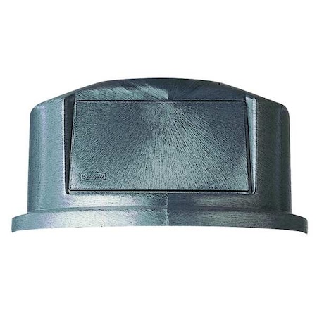 BRUTE® 32 gal Trash Can Lid, Dome with Push Door Gray, Resin, 1 Openings 22 3/4 in W/Dia MPN:FG263788GRAY