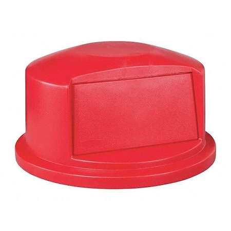 BRUTE® 32 gal Trash Can Lid, Dome with Push Door Red, Resin, 1 Openings 22 3/4 in W/Dia MPN:FG263788RED