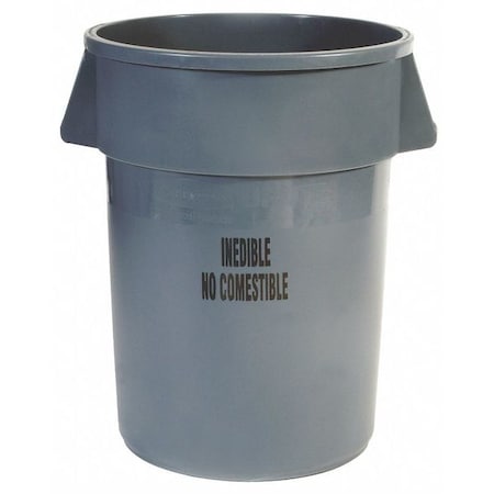 BRUTE 44 gal Round Heavy Duty Plastic Can, Gray, None, Plastic, Not Applicable MPN:FG264356GRAY