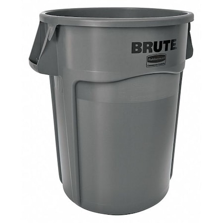 BRUTE 44 gal Round Heavy Duty Plastic Can, Gray, None, Plastic MPN:FG264360GRAY