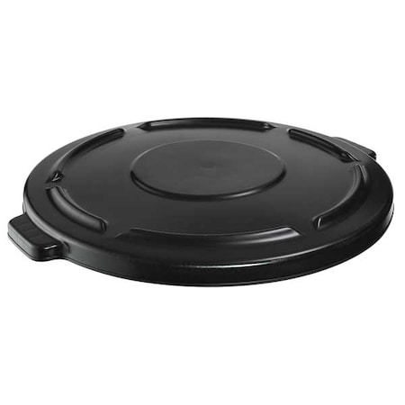 BRUTE® 44 gal Trash Can Lid, Flat Black, Resin, 0 Openings 24 1/2 in W/Dia MPN:FG264560BLA